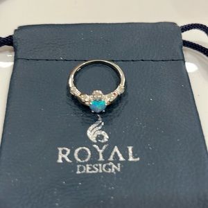 ROYAL DESIGN SIZE 6 STAMPED 925 OPAL AND DIAMOND CROWN RING BRAND NEW